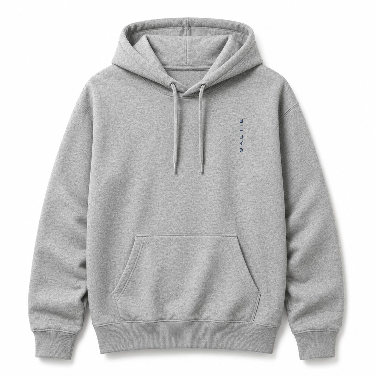 A grey hoodie against a white background, with the