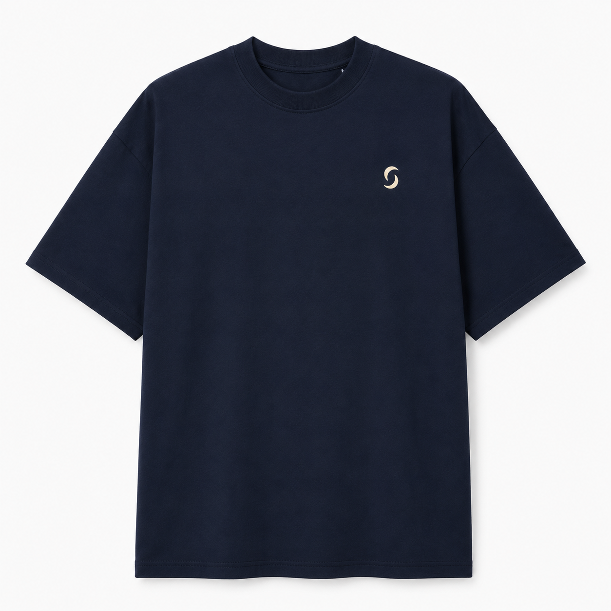 A navy blue shirt against a white background. With the