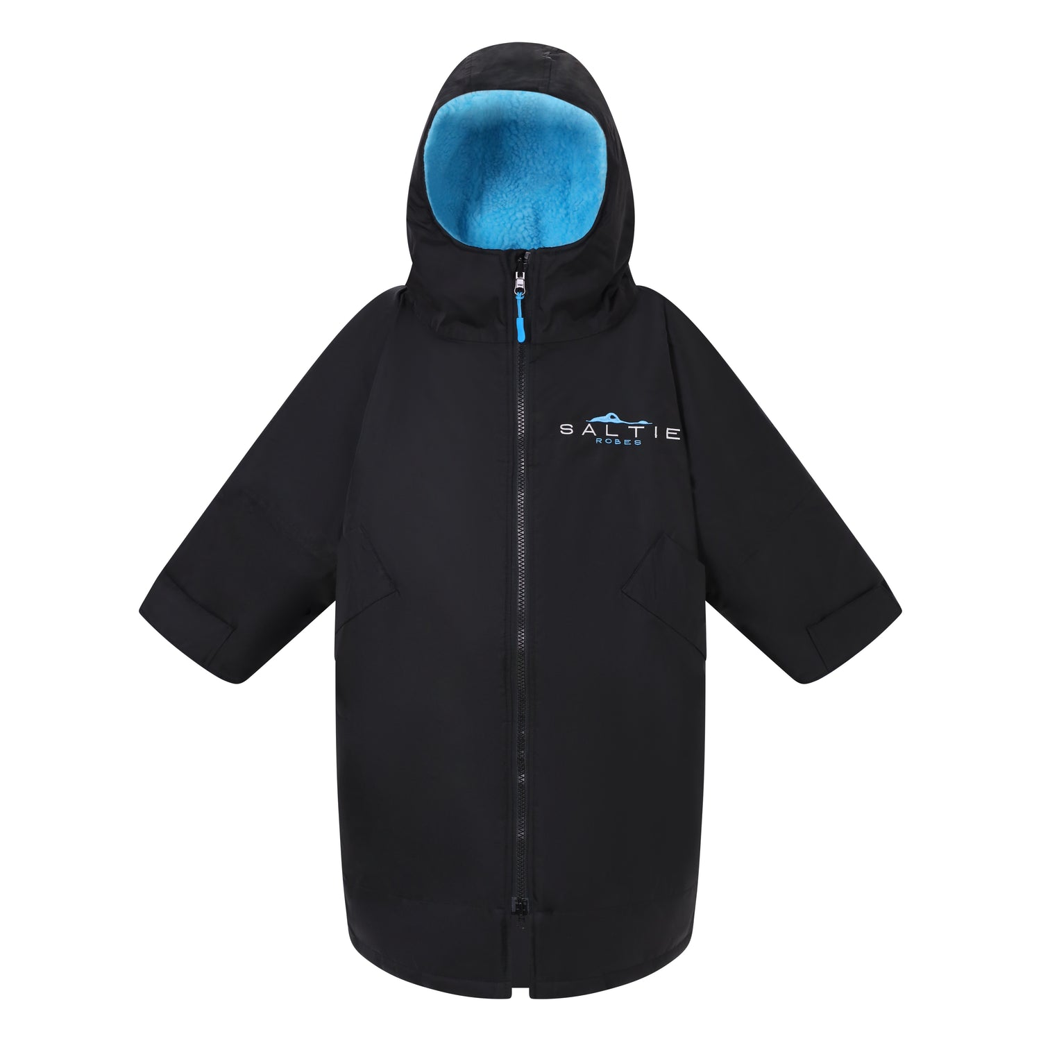 Saltie Junior Changing Robe - Black/Cyan