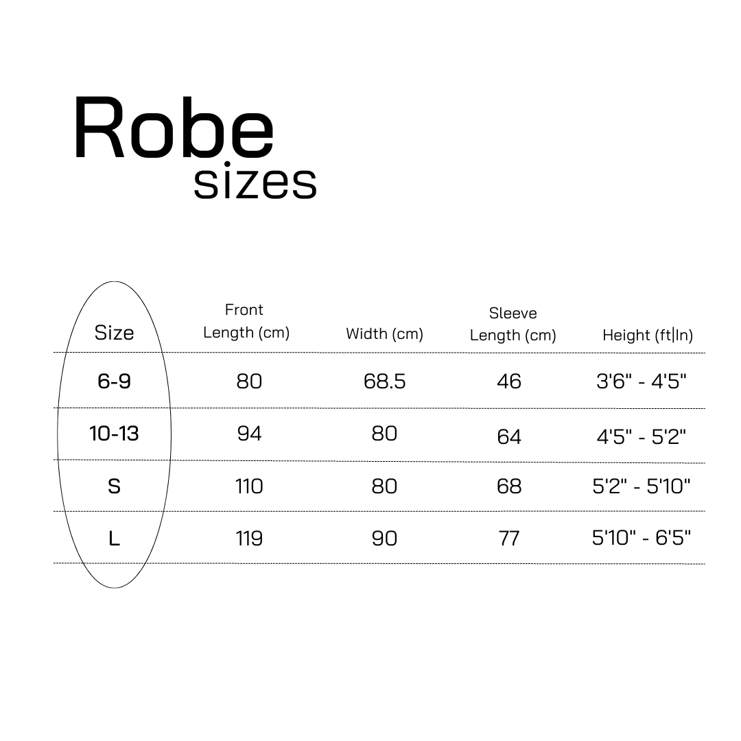 What size changing robe am i? This guide gives you SALTIE changing robe exact sizes