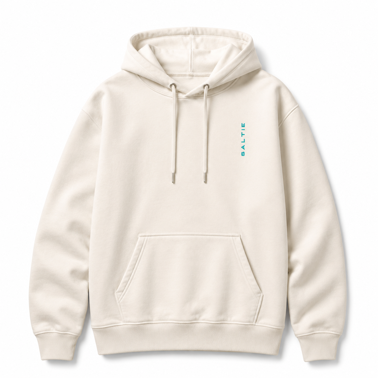 A beige hoodie against a white background with the 