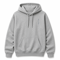 A grey hoodie against a white background, with the "saltie" logo on the front of it.