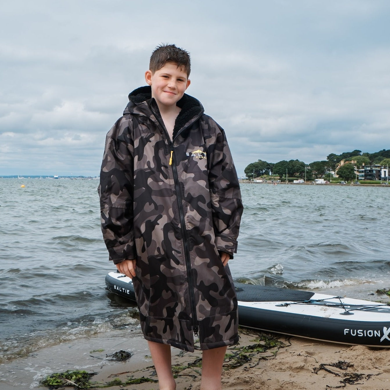 Saltie Junior Changing Robe - Storm Camo/Black